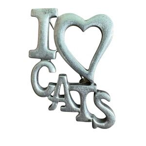 Pewter 'I Love Cats' Brooch signed L RAZZA
